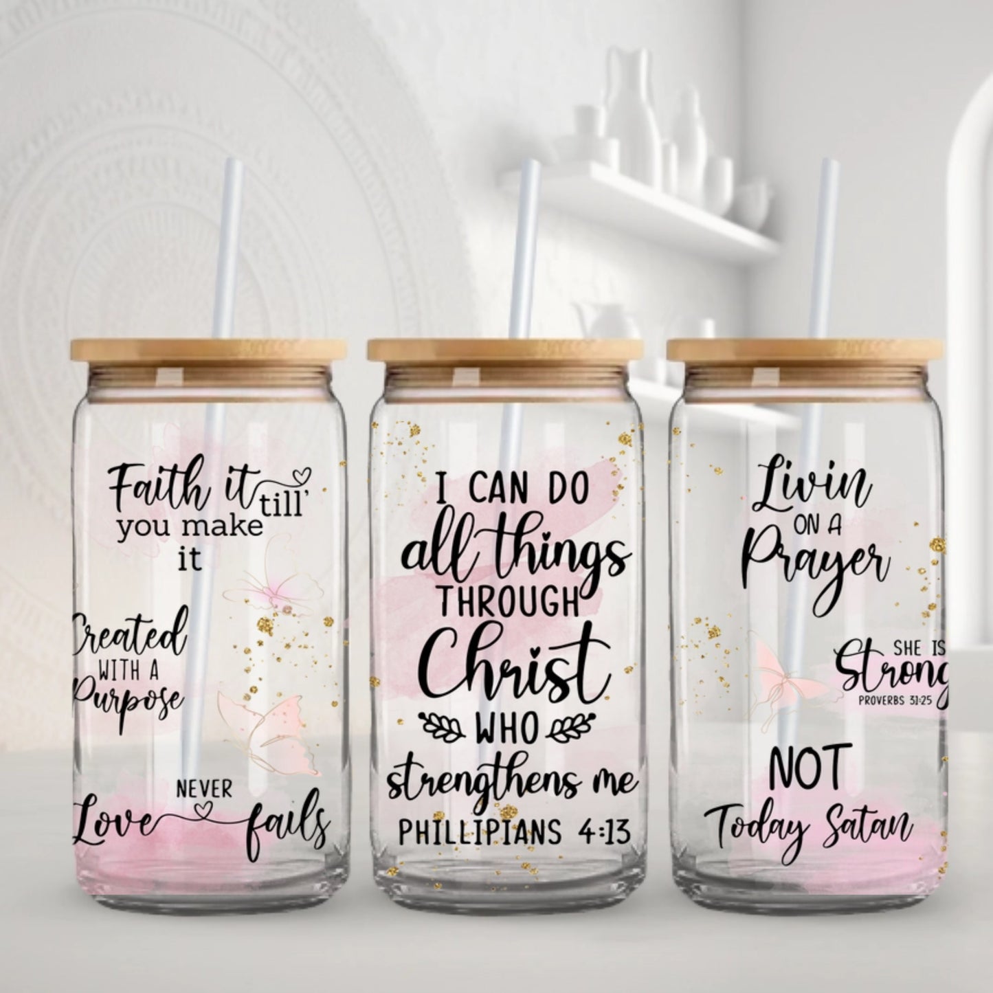 I Can Do All Things Though Christ - Glass Cup 16oz