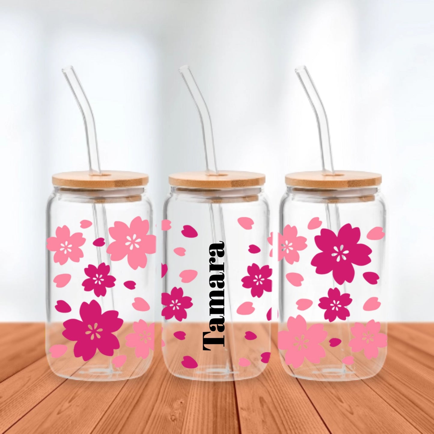AOP Flower - Personalized Glass Cup 16oz
