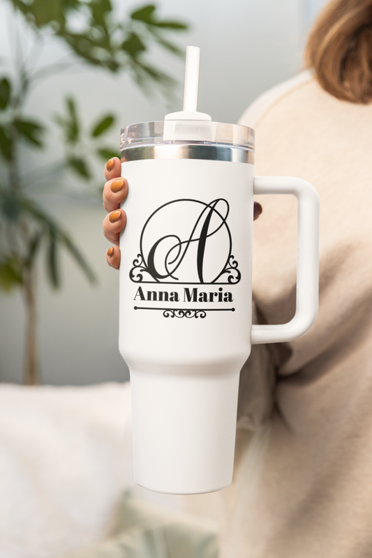 Stylish Monogram with Name - Personalized Tumbler 40oz V2
