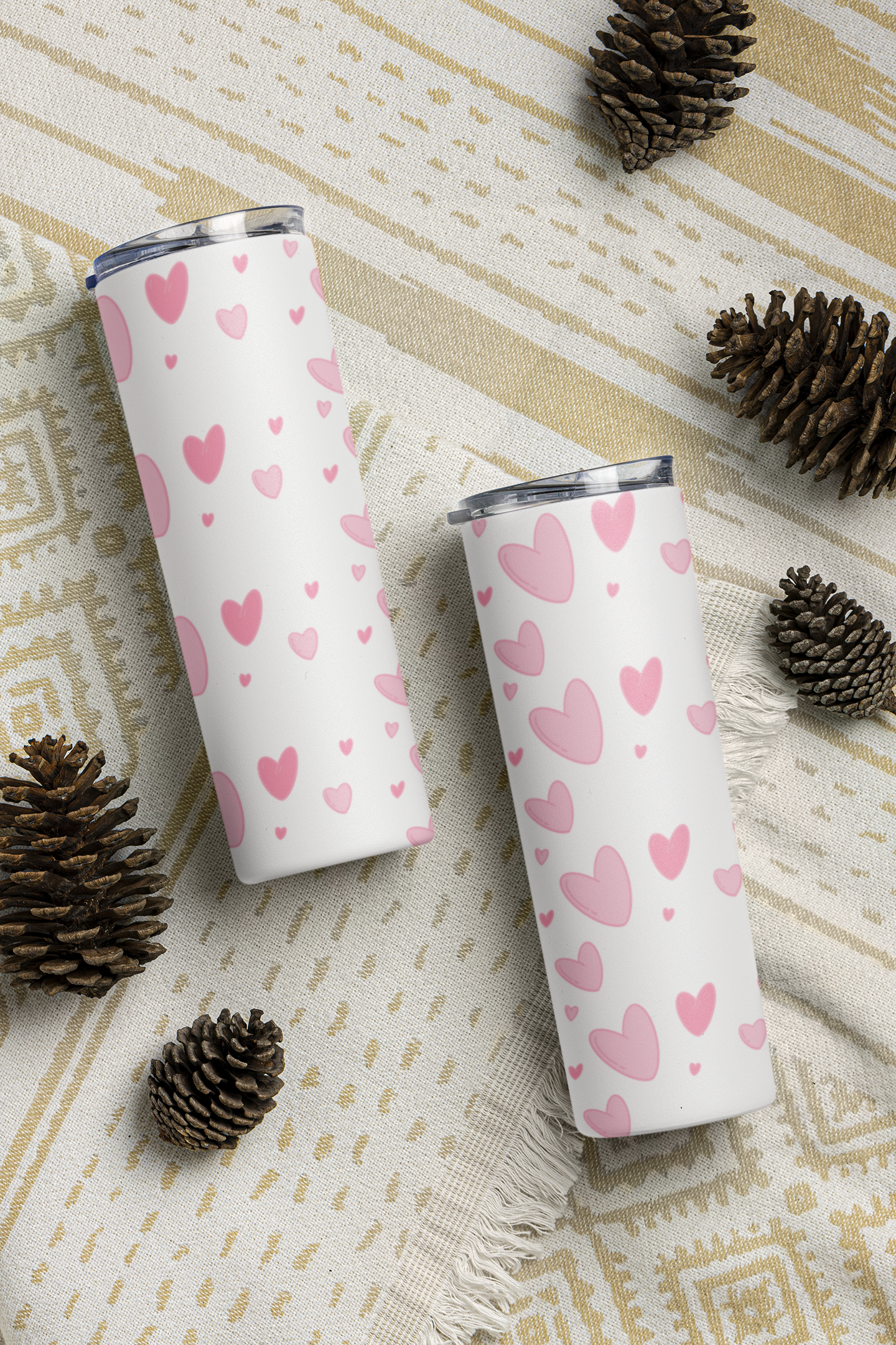 Pink Heart AOP - Personalized Skinny Tumbler 20oz