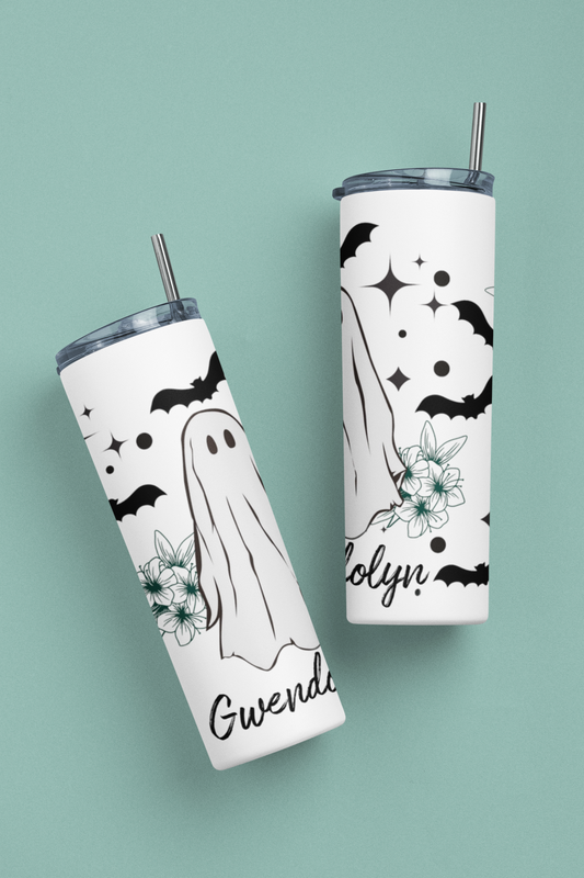 Cute Halloween Tumbler BW - Personalized Skinny Tumbler 20oz