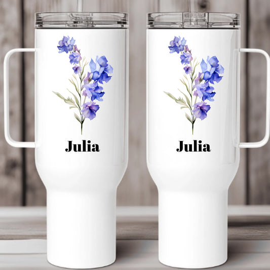 Birth Flower & Name - Personalized Tumbler 40oz V2