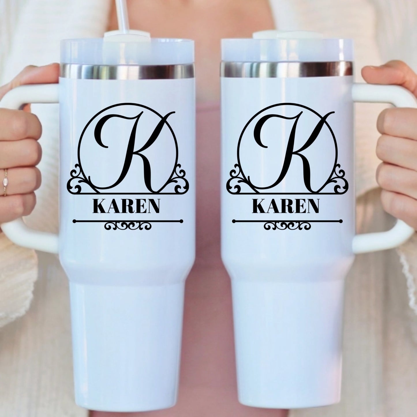 Stylish Monogram with Name - Personalized Tumbler 40oz V2