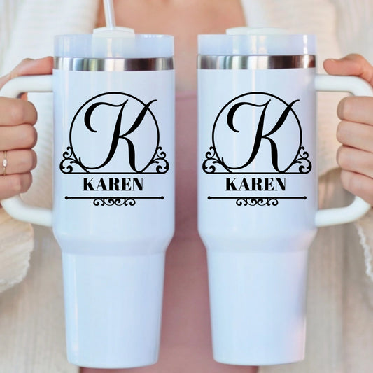 Stylish Monogram with Name - Personalized Tumbler 40oz V2