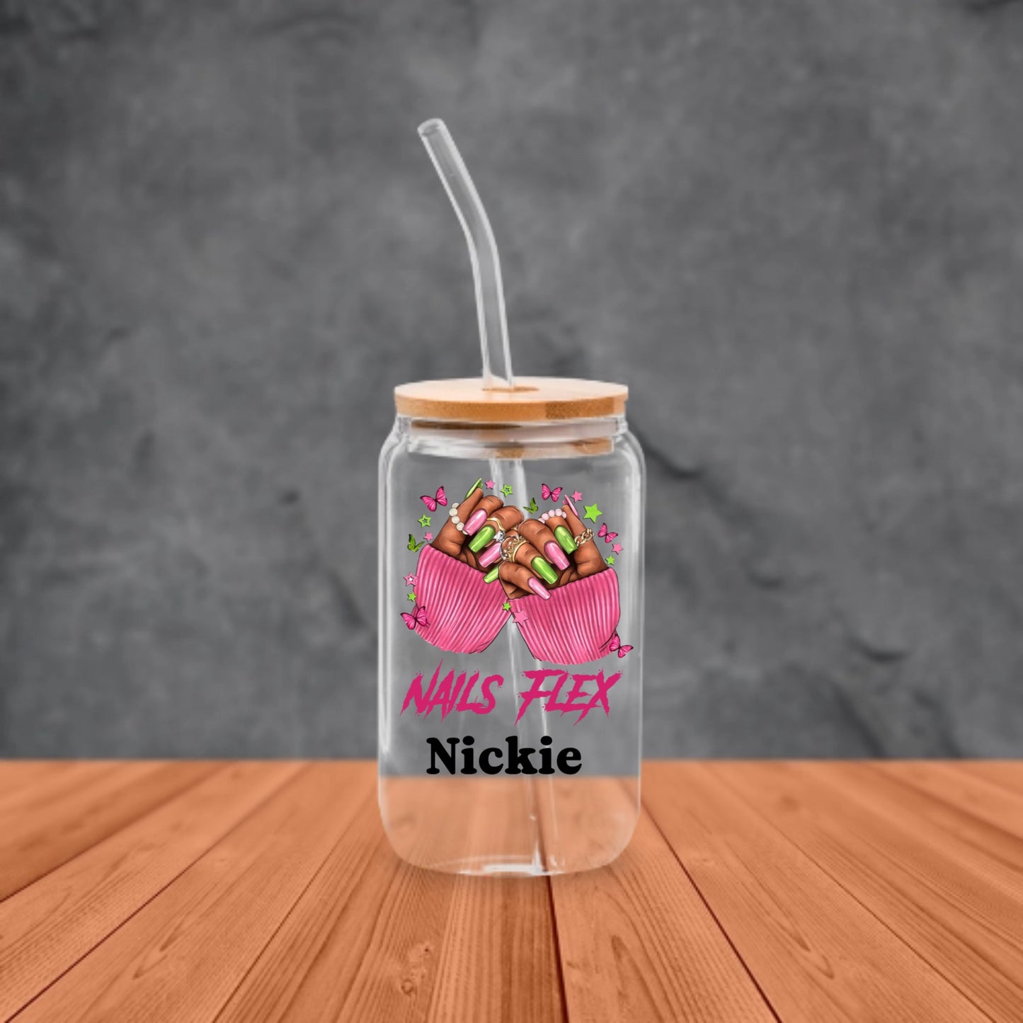 Flex Nails - Personalized Glass Cup 16oz