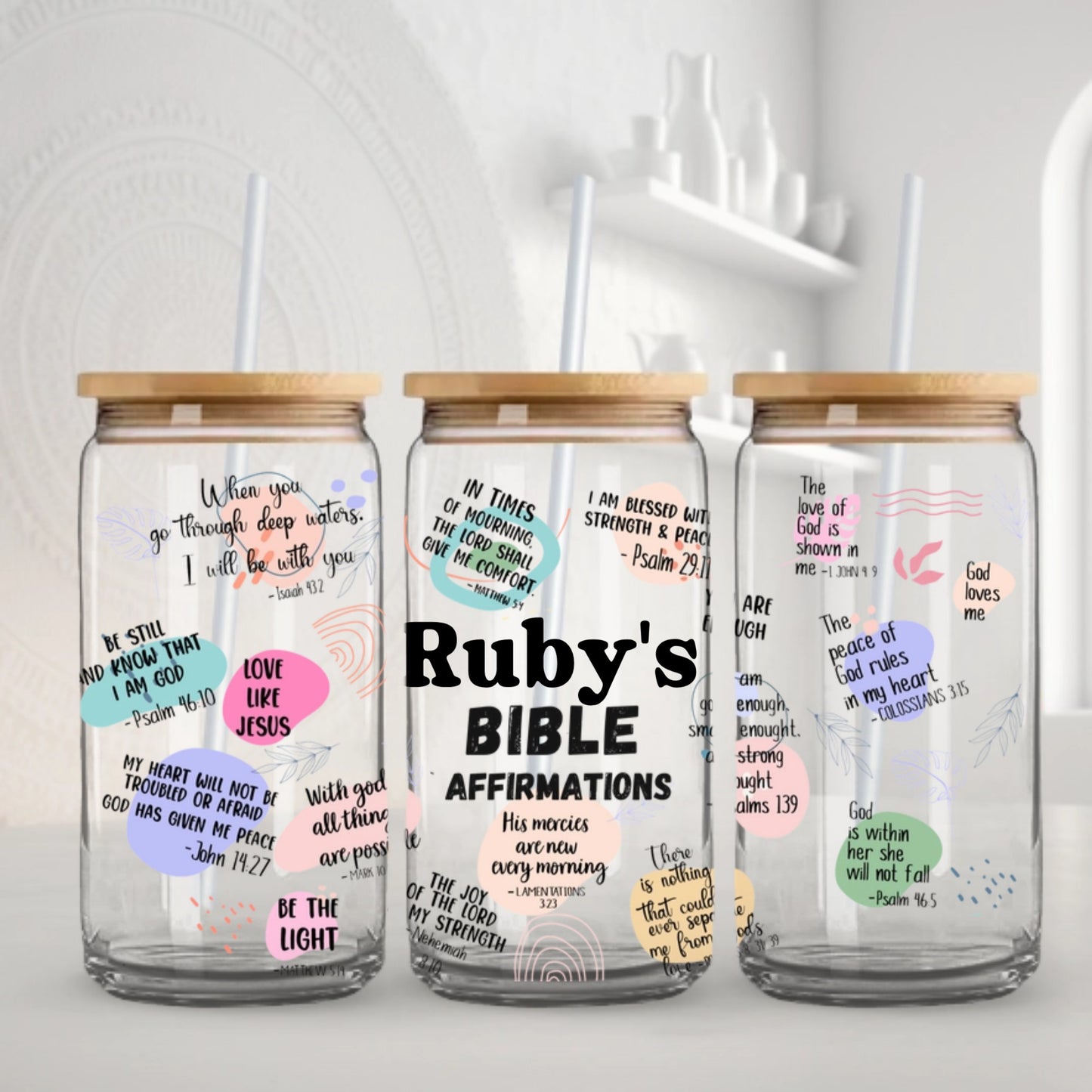 Bible Affirmations - Personalized Glass Cup 16oz