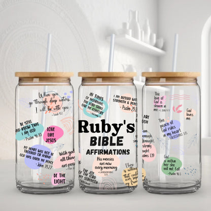 Bible Affirmations - Personalized Glass Cup 16oz