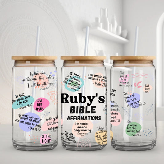 Bible Affirmations - Personalized Glass Cup 16oz