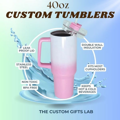 Stylish Hearts with Name - Personalized Tumbler 40oz V1