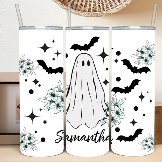 Cute Halloween Tumbler BW - Personalized Skinny Tumbler 20oz
