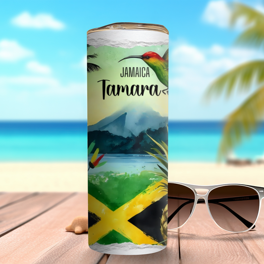 Go Jamaica - Personalized Skinny Tumbler - 20oz