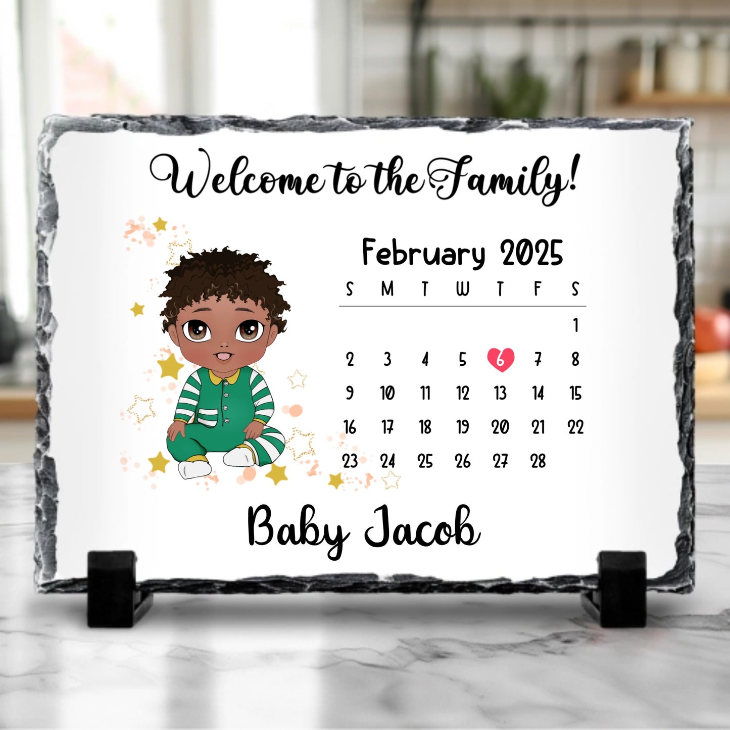 Welcome to the Family - New Baby Rock Slate Doll Style