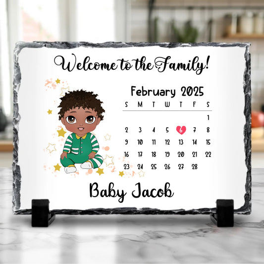 Welcome to the Family - New Baby Rock Slate Doll Style