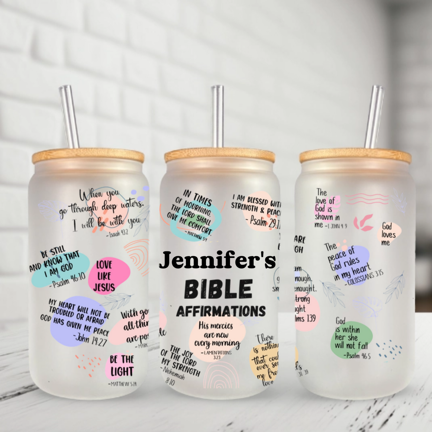 Bible Affirmations - Personalized Glass Cup 16oz