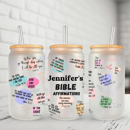 Bible Affirmations - Personalized Glass Cup 16oz