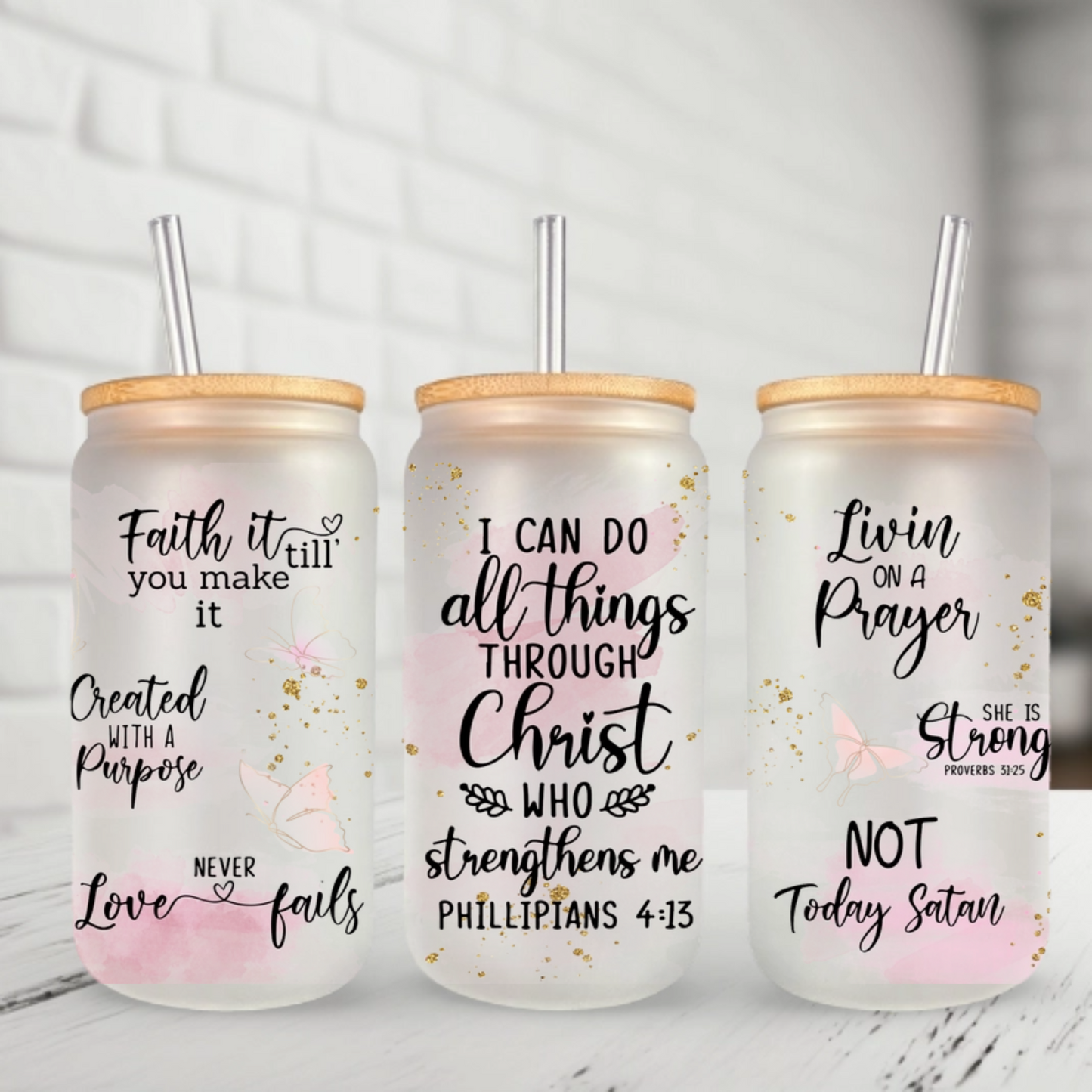 I Can Do All Things Though Christ - Glass Cup 16oz