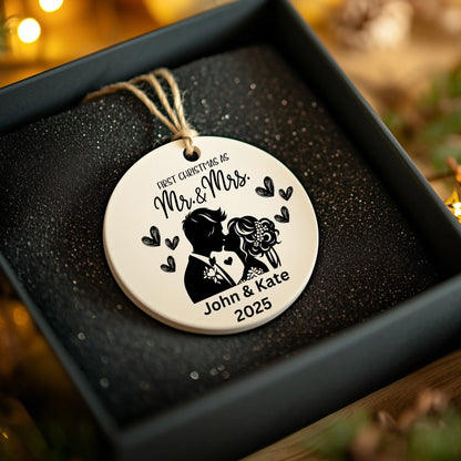 First Christmas Married Ornament - Personalized Christmas Ornament