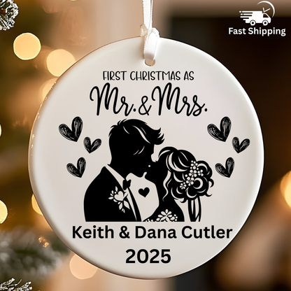 First Christmas Married Ornament - Personalized Christmas Ornament