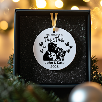 First Christmas Married Ornament - Personalized Christmas Ornament