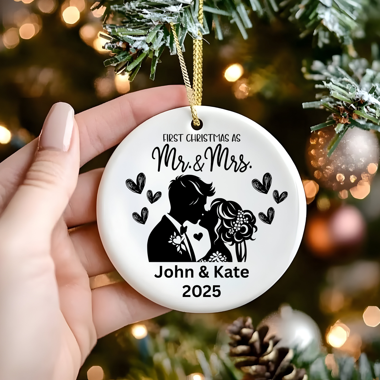 First Christmas Married Ornament - Personalized Christmas Ornament