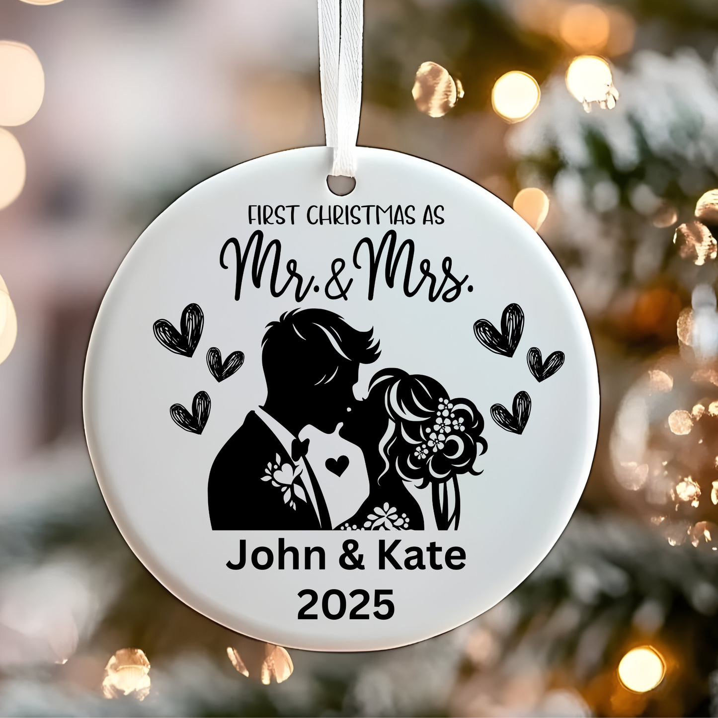 First Christmas Married Ornament - Personalized Christmas Ornament