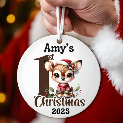 Baby's First Christmas Ornament - Cute Fawn