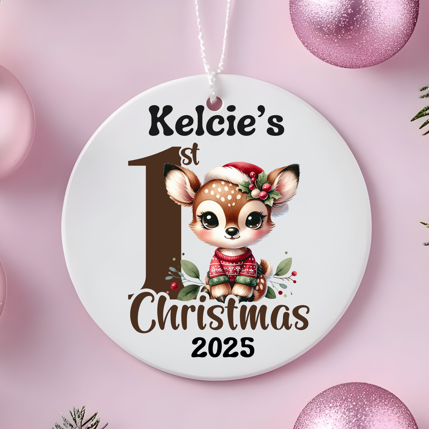Baby's First Christmas Ornament - Cute Fawn
