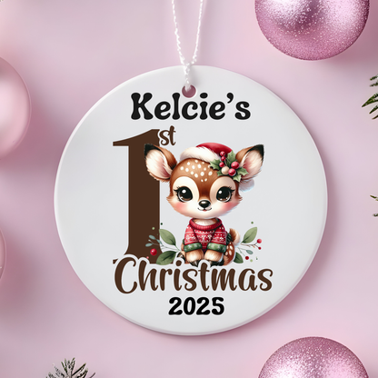 Baby's First Christmas Ornament - Cute Fawn