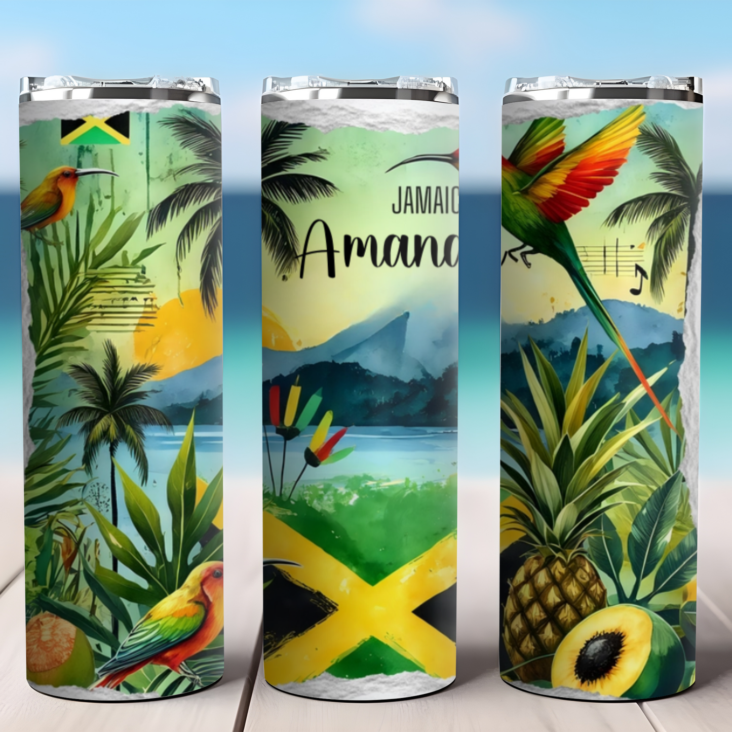 Go Jamaica - Personalized Skinny Tumbler - 20oz