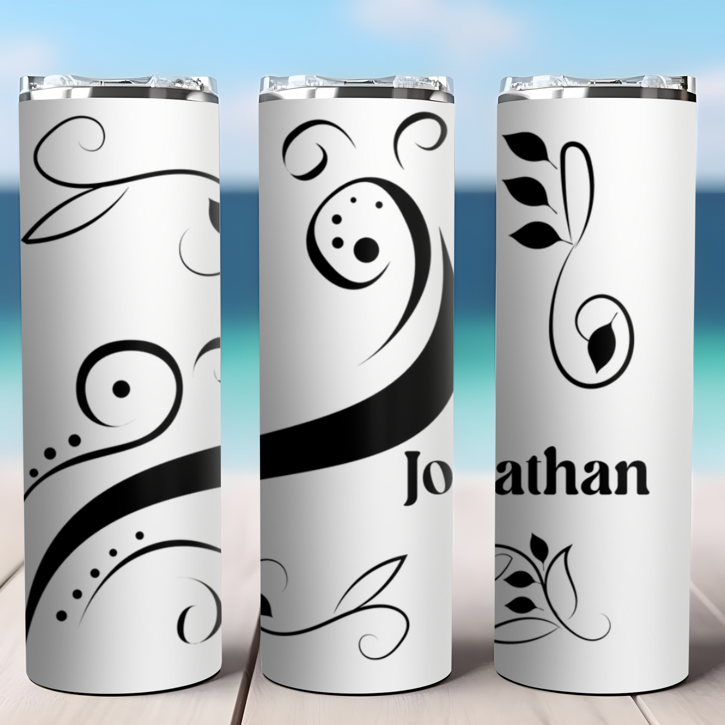 Swirl Leaf - Personalized Skinny Tumbler
