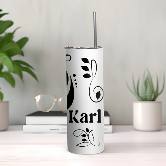 Swirl Leaf - Personalized Skinny Tumbler