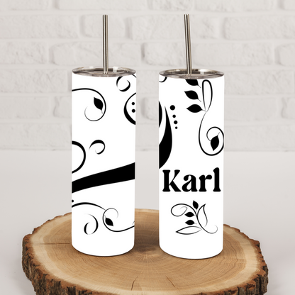 Swirl Leaf - Personalized Skinny Tumbler