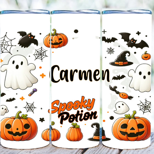 Cute Halloween Spooky Potion - Personalized Skinny Tumbler 20oz