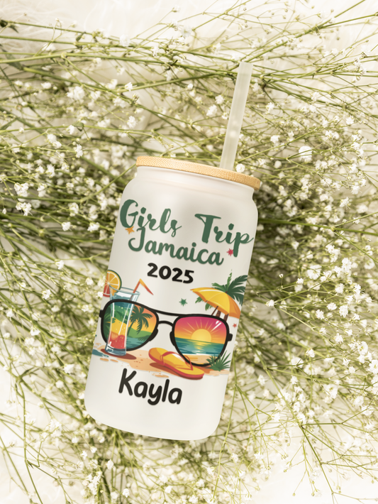 Girls Trip - Personalized Glass Cup 16oz