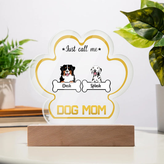 Dog Mom Personalized Acrylic Paw Plaque