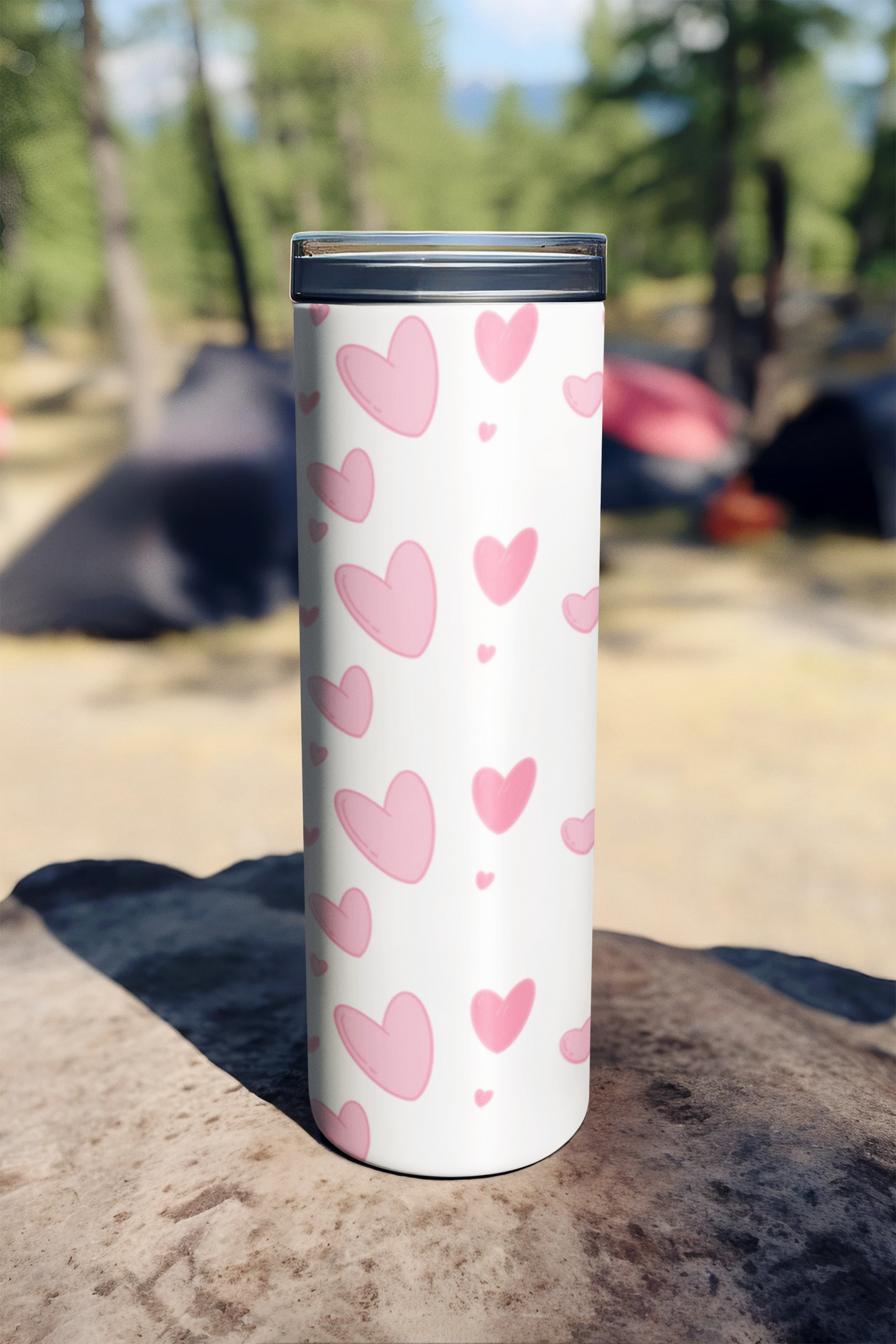 Pink Heart AOP - Personalized Skinny Tumbler 20oz