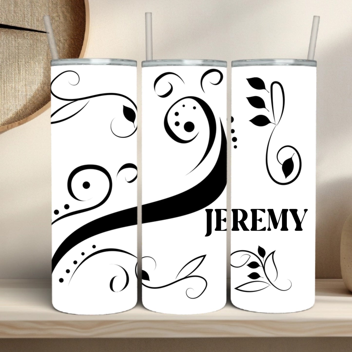 Swirl Leaf - Personalized Skinny Tumbler