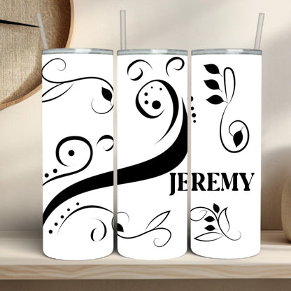 Swirl Leaf - Personalized Skinny Tumbler