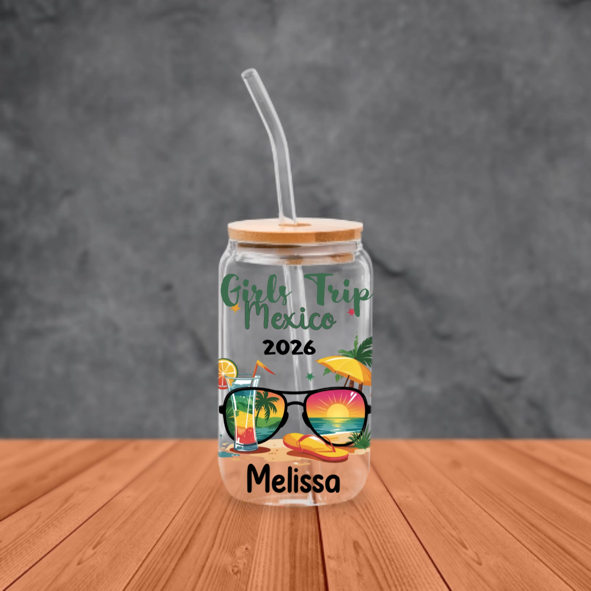Girls Trip - Personalized Glass Cup 16oz