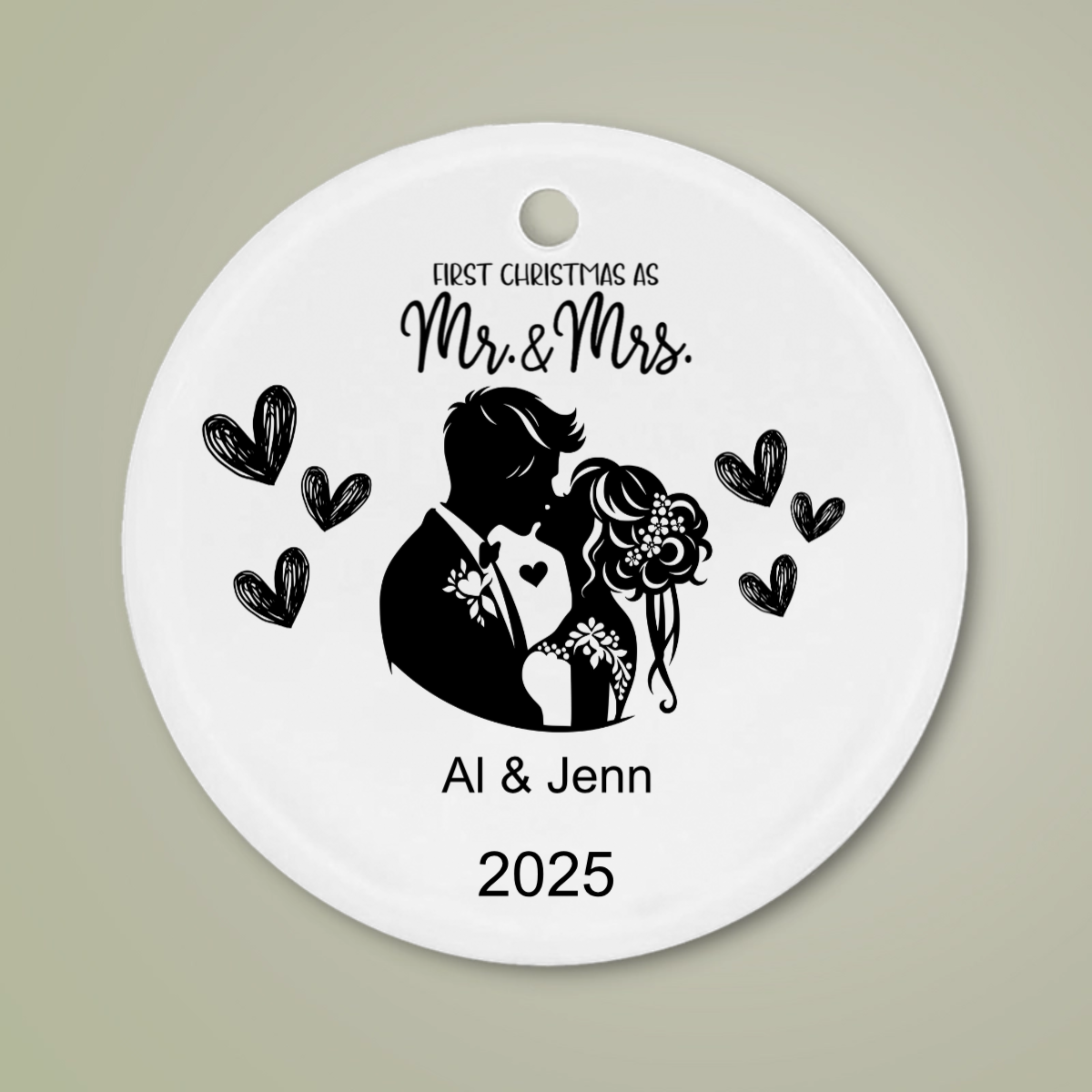 First Christmas Married Ornament - Personalized Christmas Ornament