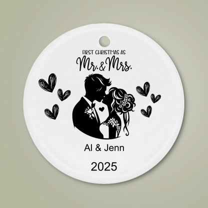 First Christmas Married Ornament - Personalized Christmas Ornament