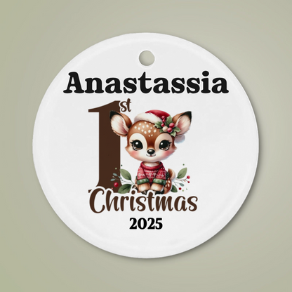 Baby's First Christmas Ornament - Cute Fawn