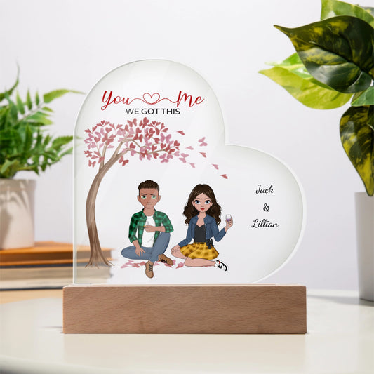 You & Me - We Got This Personalized Acrylic Heart Plaque