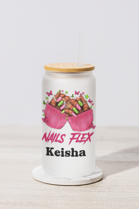 Flex Nails - Personalized Glass Cup 16oz