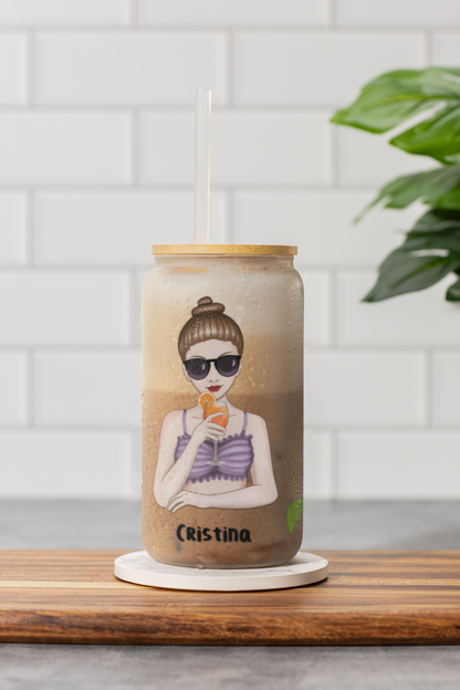 Summer Vibes - Personalized Glass Cup 16oz