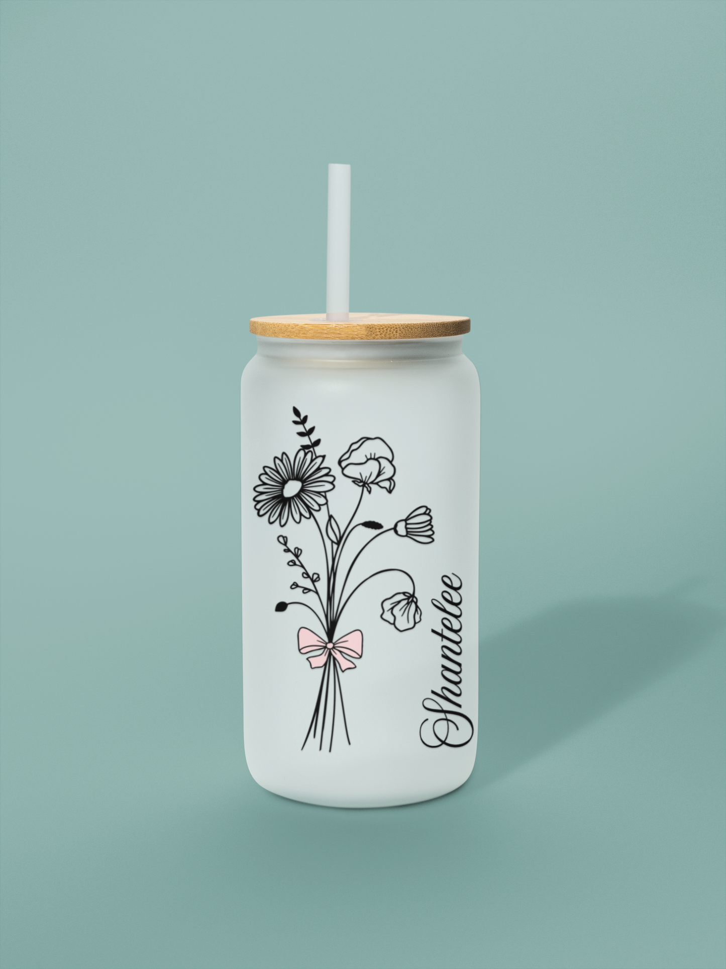 Birth Flower & Name - Personalized Glass Cup 16oz