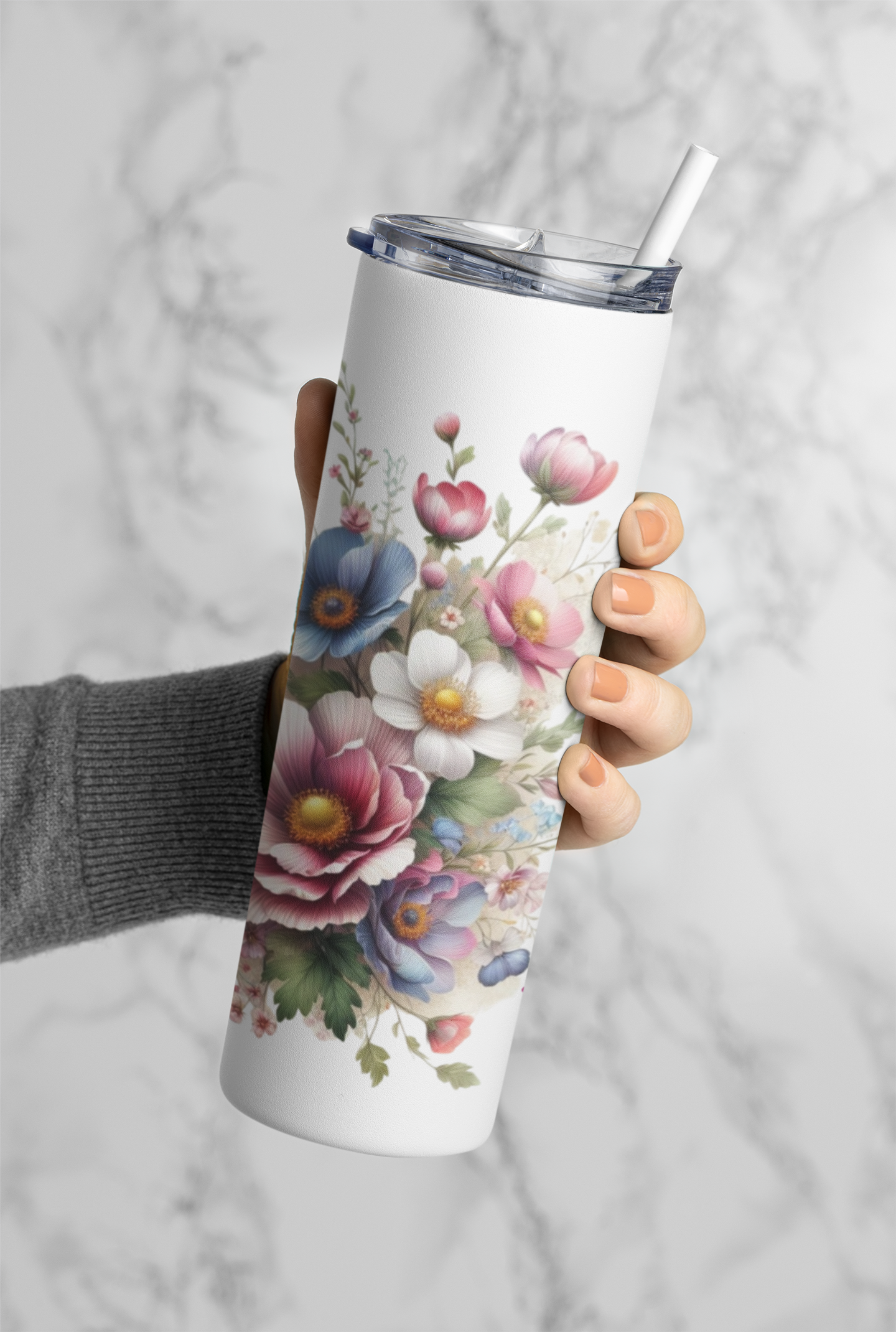 Butterfly Rose - Personalized Skinny Tumbler 20oz
